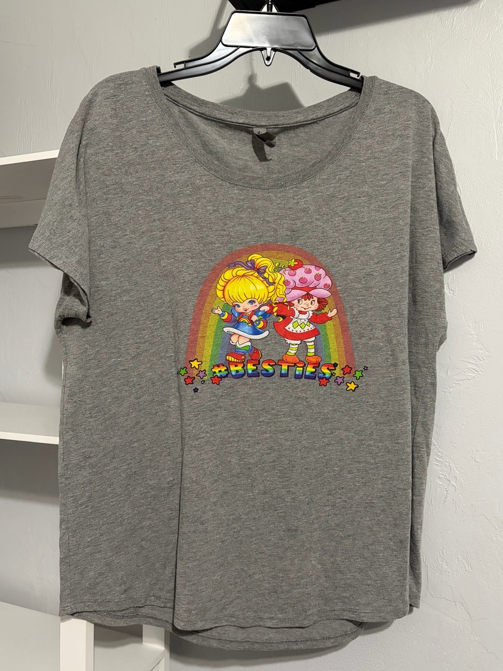 Next Level Apparel T shirt 'Besties' Rainbow Brite and Strawberry Shortcake